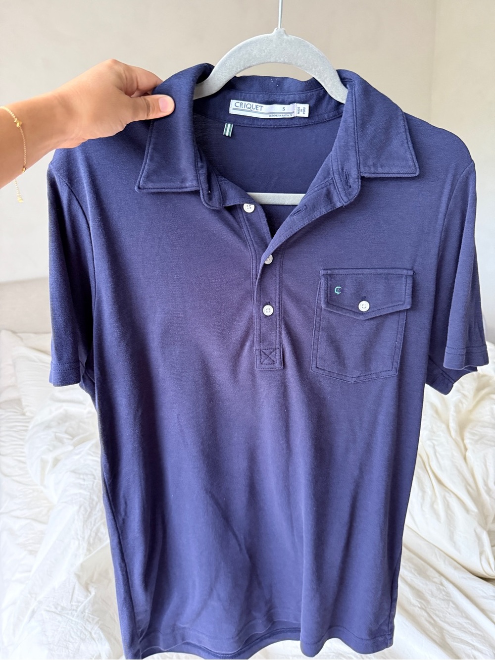 Criquet Deep Navy Short-Sleeve Polo with Pocket